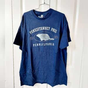 NWT Groundhogs Day Tshirt Size XL‎ Men's/Unisex Navy Blue Gobblers Knob